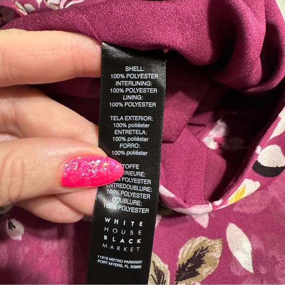 White House Black Market Purple Floral Tie Neck Chiffon Choker Shift Dress 10 - Picture 11 of 11